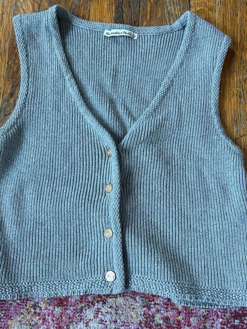 Abercrombie & Fitch Light grey Knit Button-Front Vest
